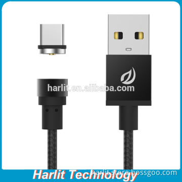Hot Sell Nylon Braided USB Charge Cables With Magnetic Micro USB Connector For Mobile Phone Charge Black Color
